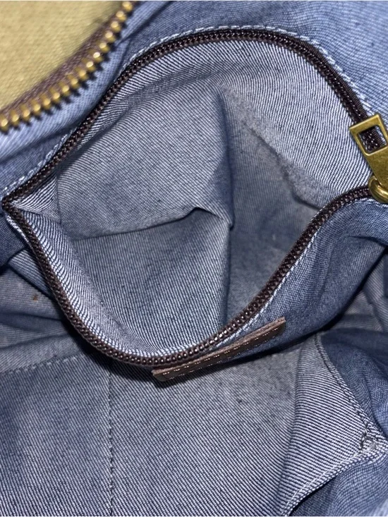 ZEDE Paris Pont Des Arts Mini Olive Canvas Leather Bag Tote W Crossbody Strap - Picture 9 of 15